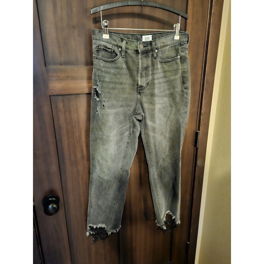 EUC Junior Women's Simple Society Destressed Black Highwaist Mom Jeans Size 9 29
